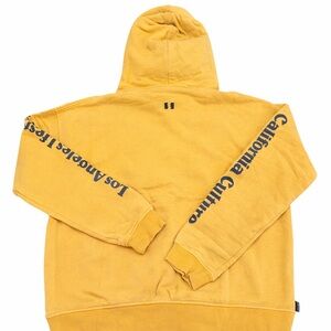 The Hundreds Yellow Pullover Hoodie with Navy Sleeve Script